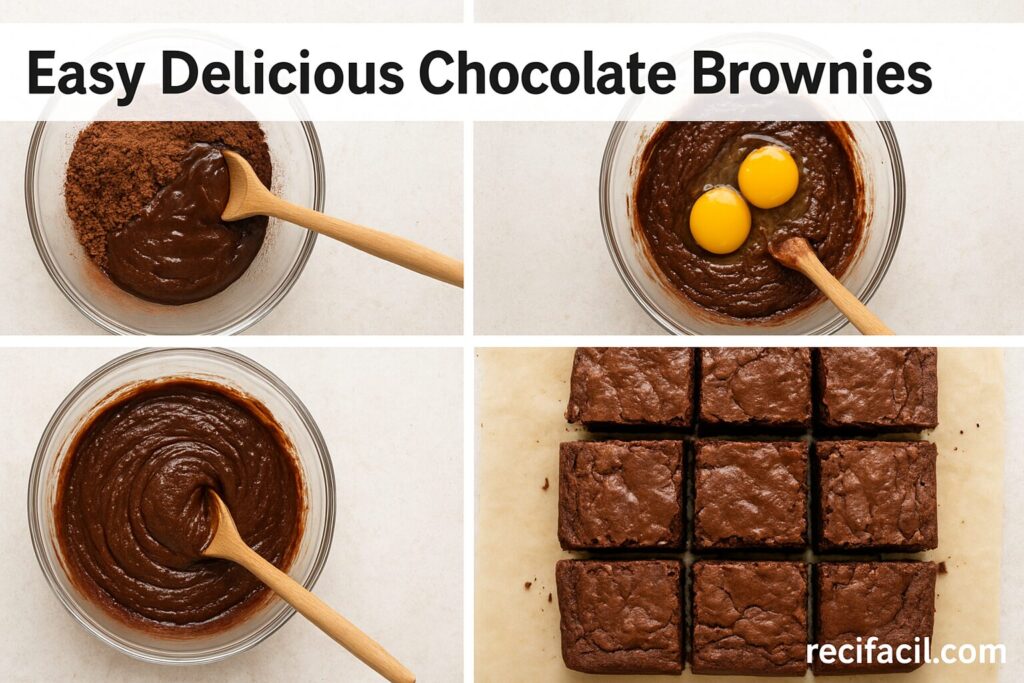 Mix, bake, and serve Easy Delicious Chocolate Brownies