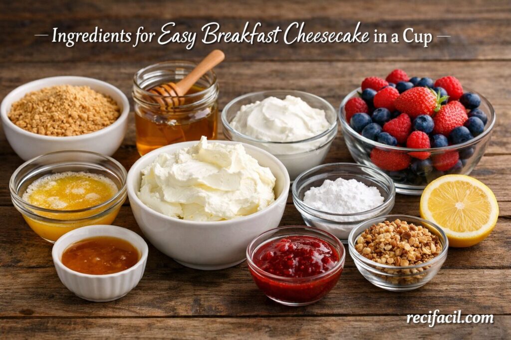 Ingredients for Easy Breakfast Cheesecake in a Cup