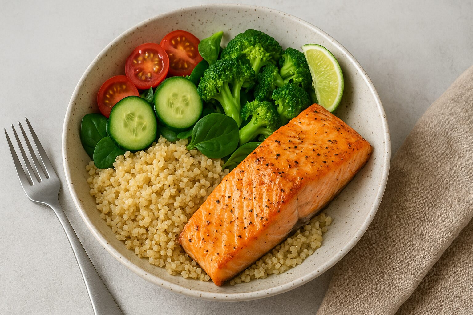 Salmon Quinoa Bowl with Quinoa in 15 Minutes