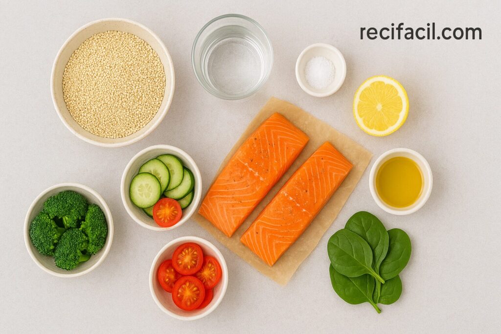 Ingredients for Salmon Quinoa Bowl